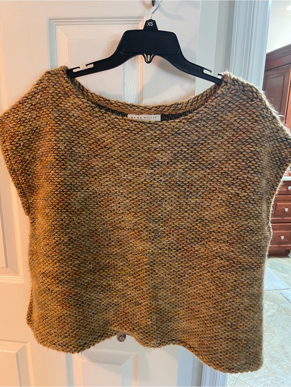 bryn Walker Chunky Knit Sleeveless Sweater - Olive/Brown Mix
